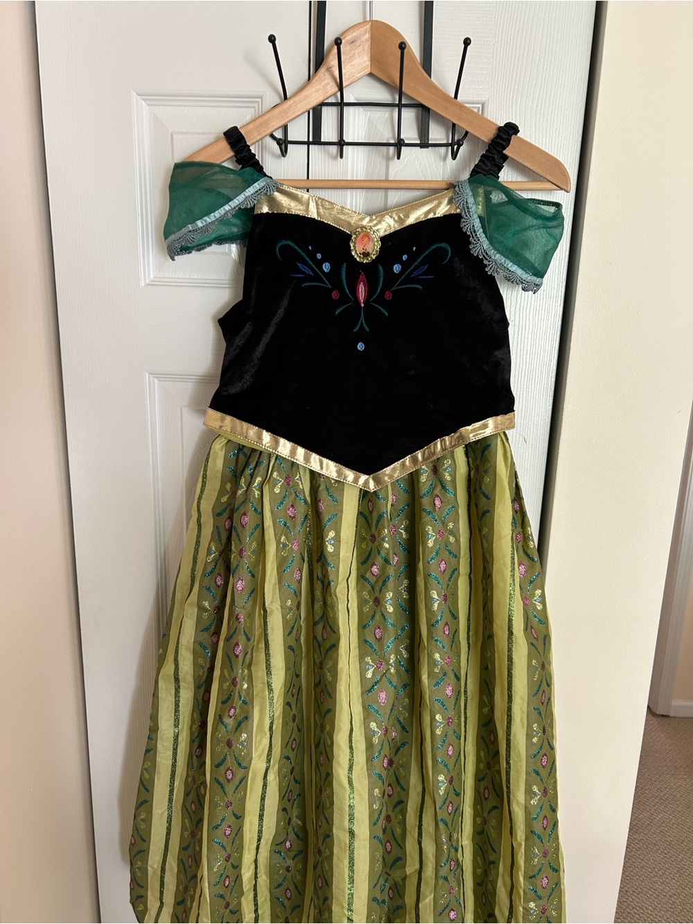 Disney Anna  Green and Black Princess Dress Costume with Gold Trim Size 10-12 ❤️